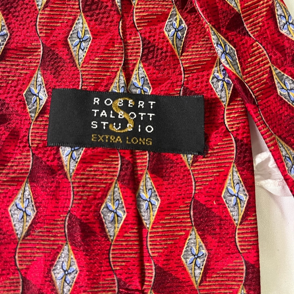 Robert Talbott Studio Extra Long Red Tie With Pat… - image 4